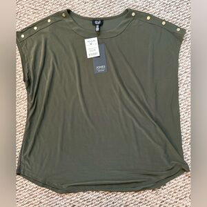 Jones New York Army Green Blouse Tee